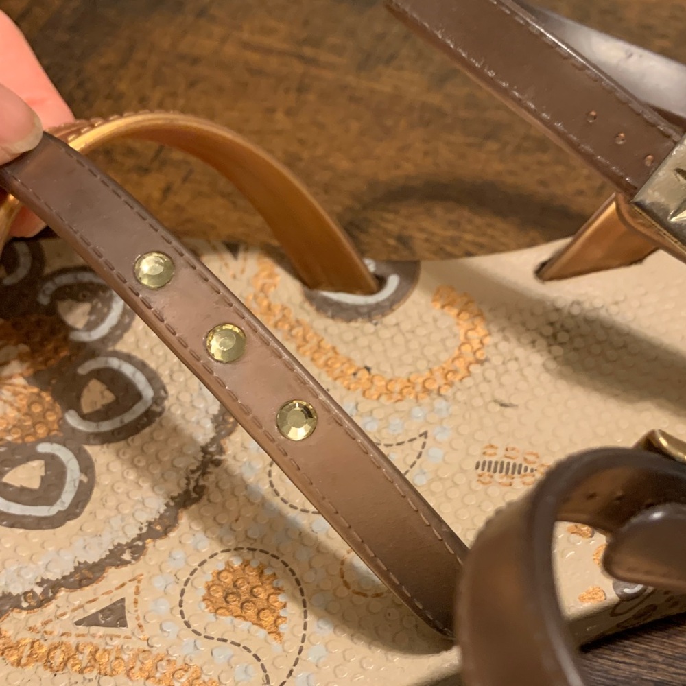 Aldo Brown and Tan Strappy Sandals - Picture 7 of 8